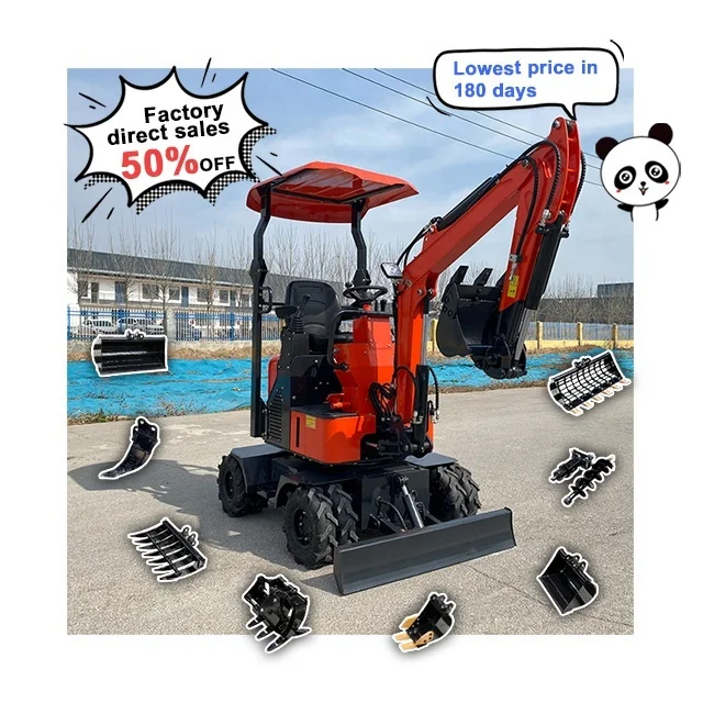 Free Shipping Mini Wheel Excavator With Diesel Engine Digging Hine 0.8 1.0 1.2 Ton Excavators