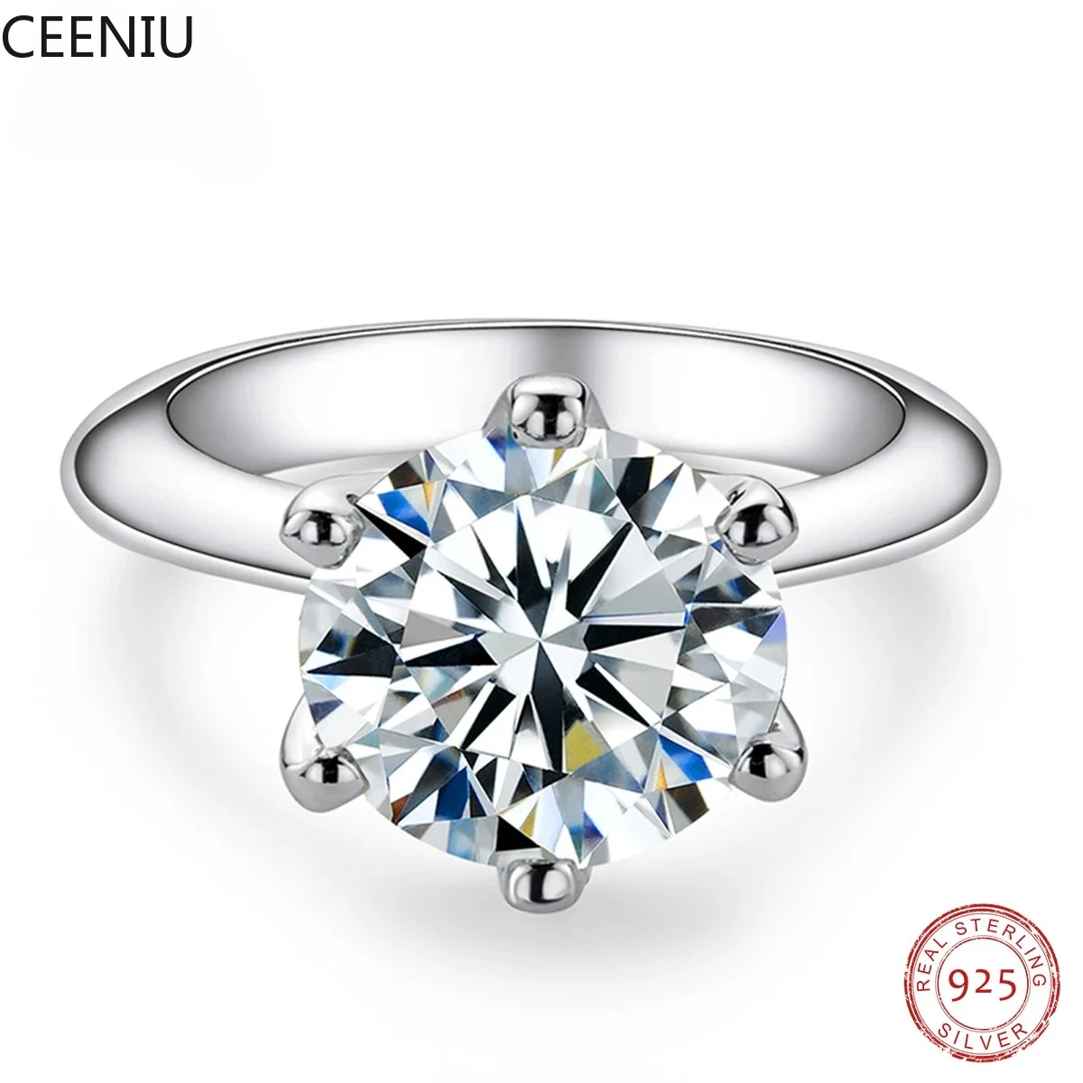 

1ct 2ct 3ct 5ct D Color Moissanite Engagement Ring for Women 925 Sterling Silver Gold Plated Solitaire Rings Wholesale