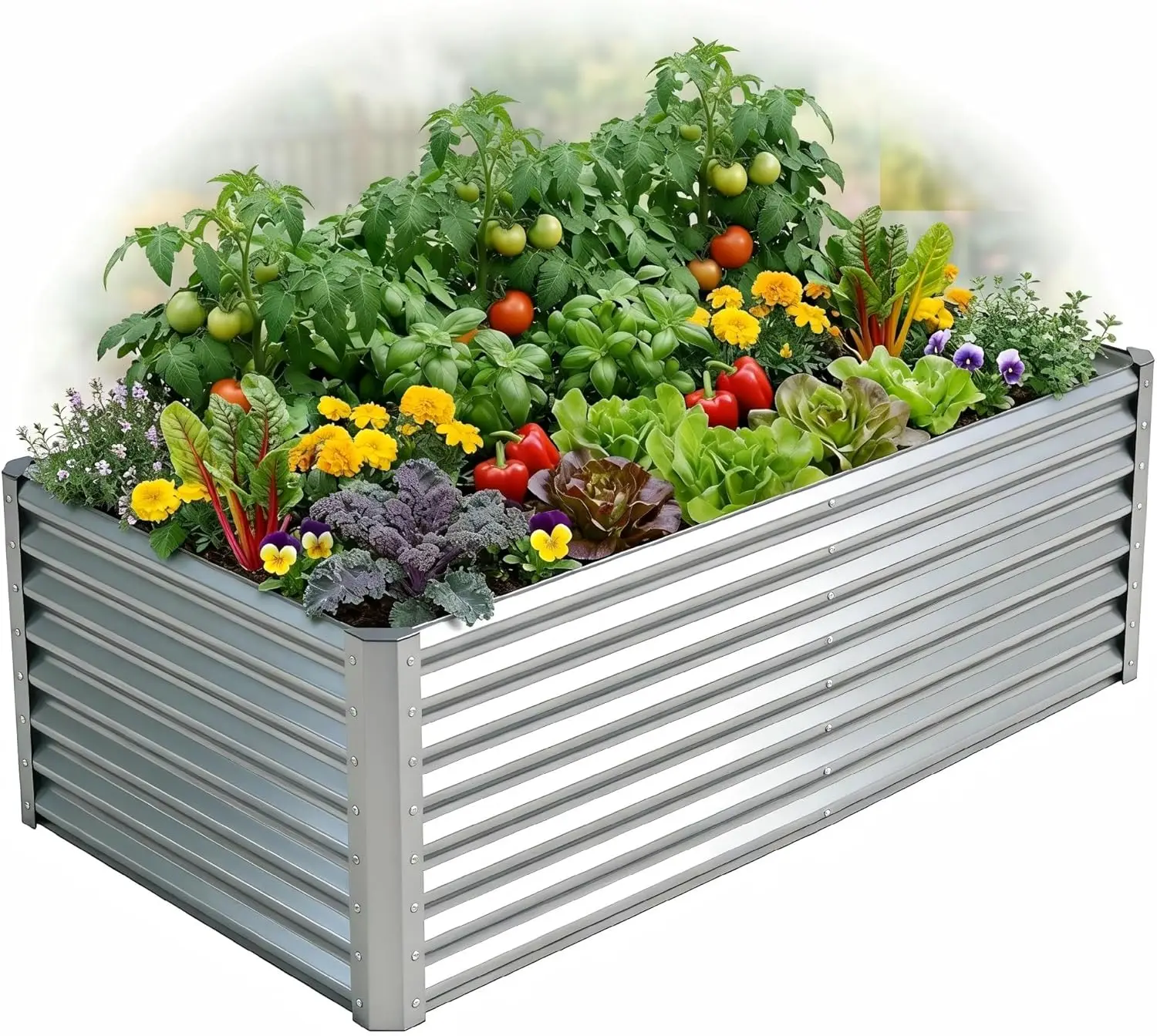 

Комплект для садовых грядок: большие прямоугольные металлические ящики-кашпо для улицы и патио, глубокие контейнеры для растений с глубоким корневым укоренением для садоводства