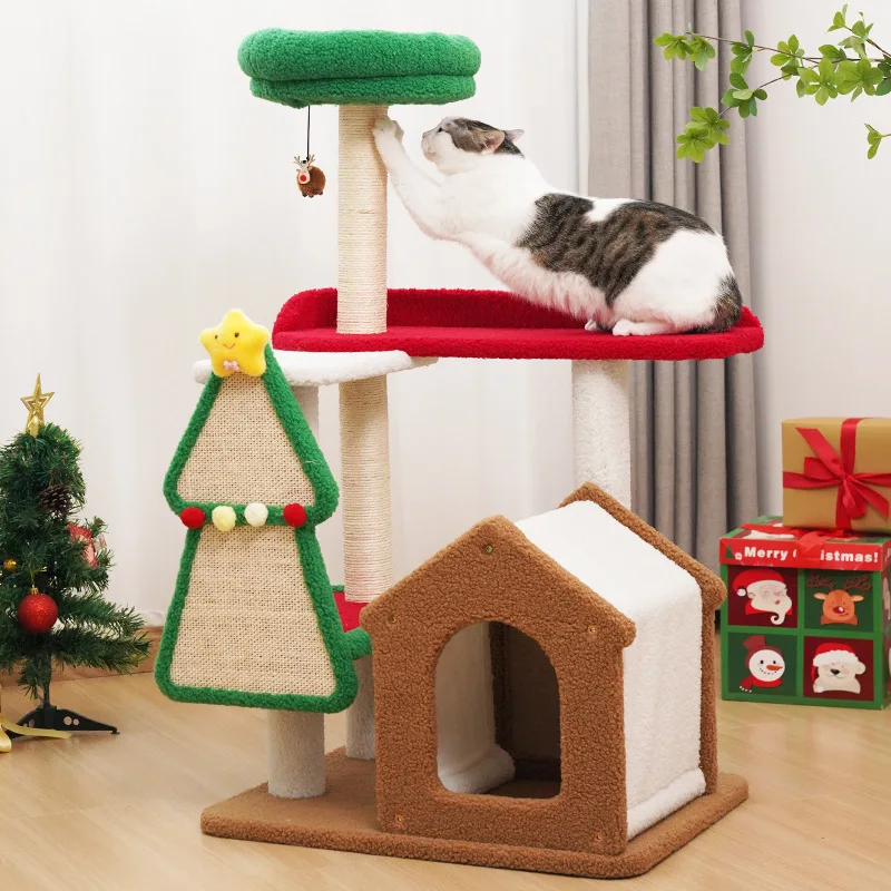 

Cat Toys Christmas Series Cat Climbing Frame One-piece Sisal Diving Platform Resistant To Abrasion and No Crumbs Cat Supplies