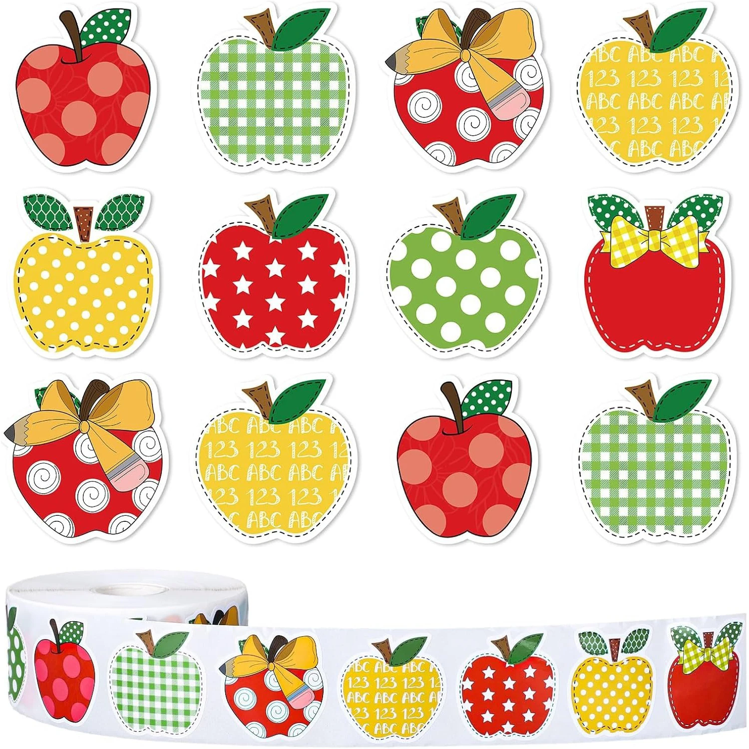 

100-500 шт. цветные наклейки с яблоком, вечерние подарочные упаковочные этикетки, альбом для скрапбукинга, детские награды, канцелярские наклейки