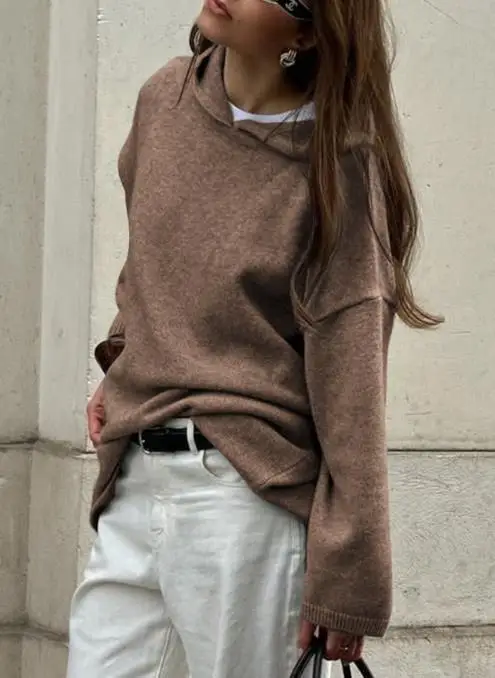 Casual and Minimalist Long Sleeved Hooded Sweater, Solid Color and Fashionable British Loose Sweater for Autumn and Winter