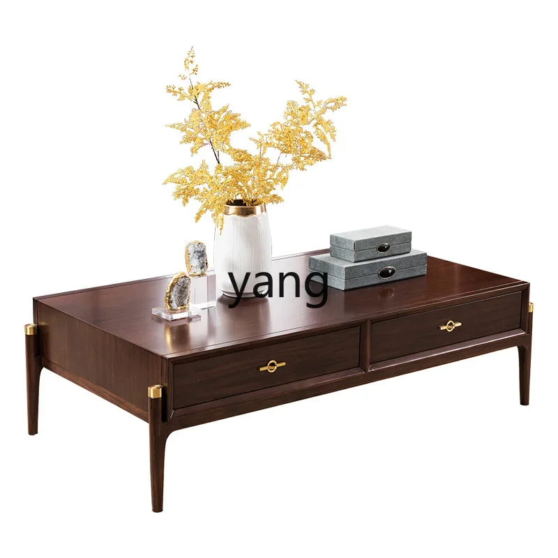 

XYY light luxury coffee table modern ebony storage long coffee table corner table all solid wood furniture