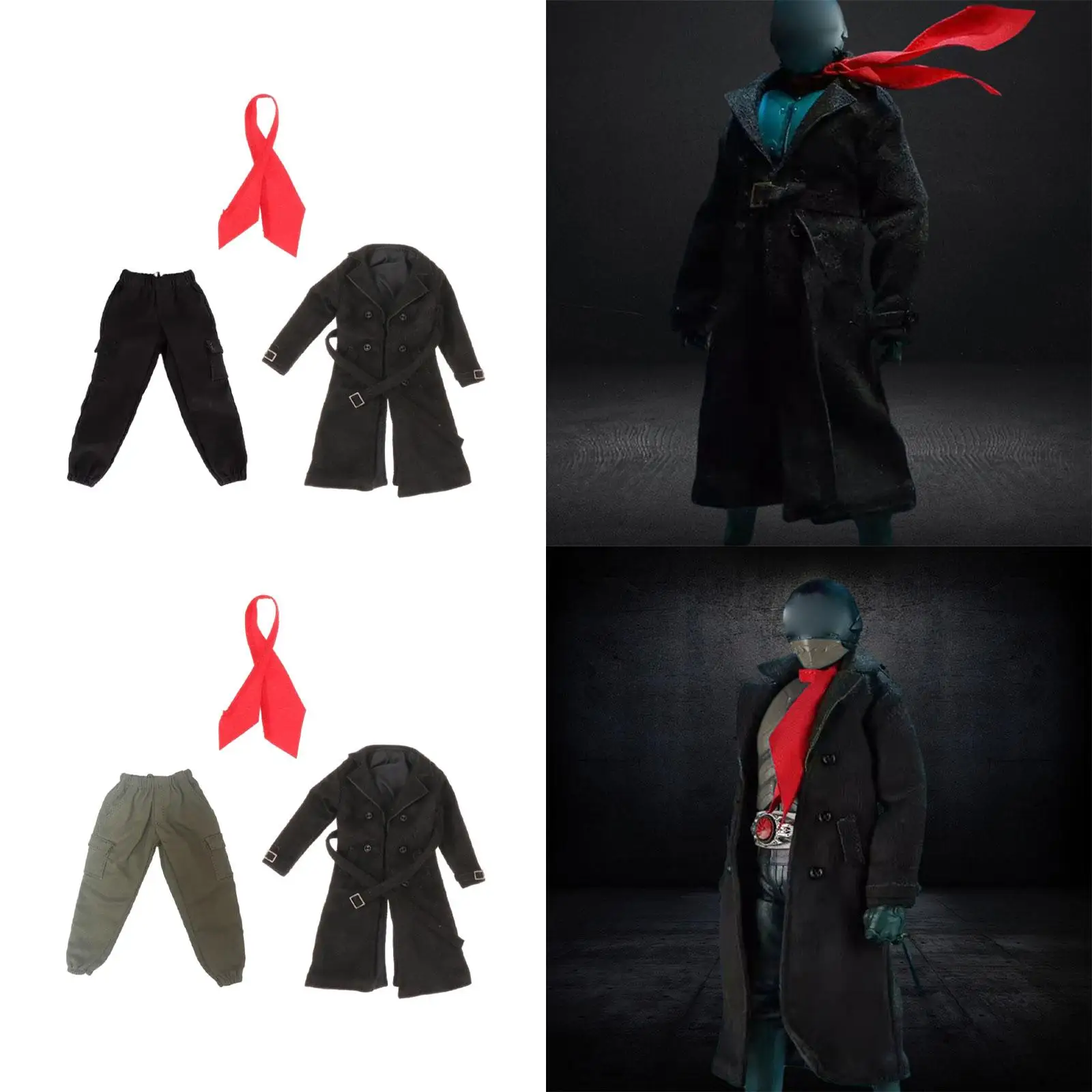 

1:12 Scale Miniature Trench Coat Action Figure Outfit for 6inch Male Figures