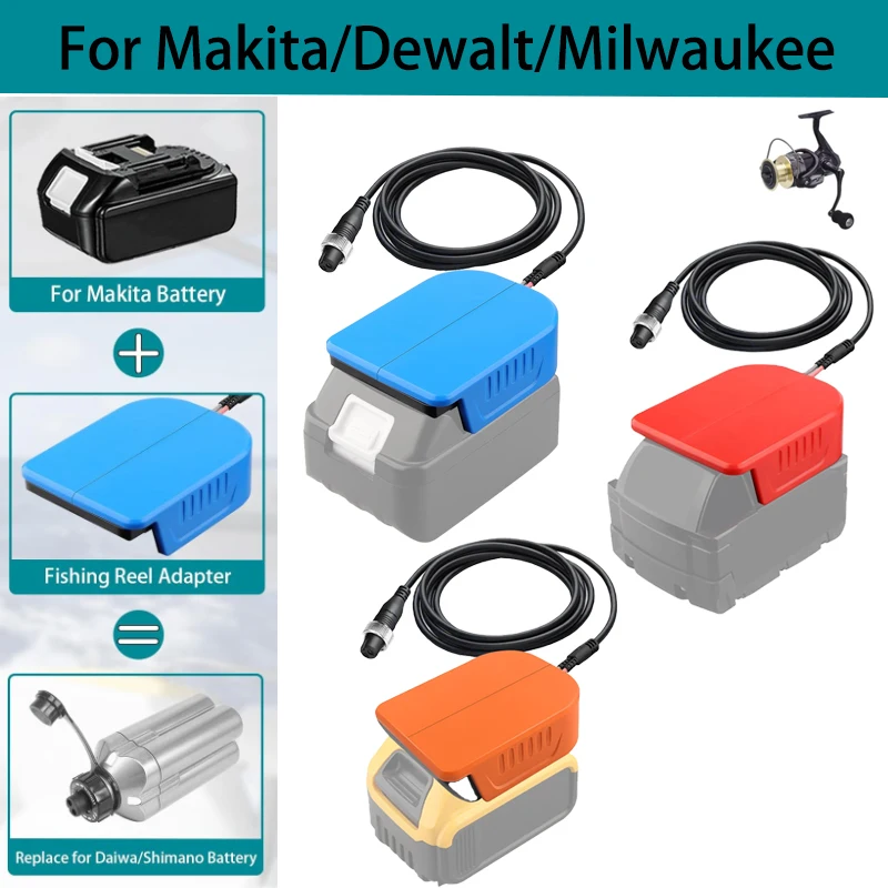 Fishing Reel Battery Adapter forMakita/Dewalt/Milwaukee18V Battery, for Daiwa/Shimano14.4V Power Assist Fishing Reel 750MJ 800MJ