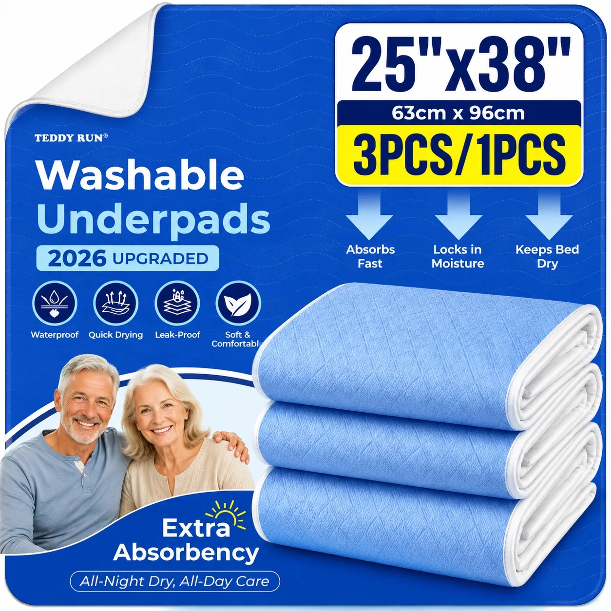 3PCS/1pc Washable And Waterproof Bed Protection Pad, Ideal for Menstrual Care for Women, Perfect As a Holiday Gift, And Great for Use During Menstruation And at Home