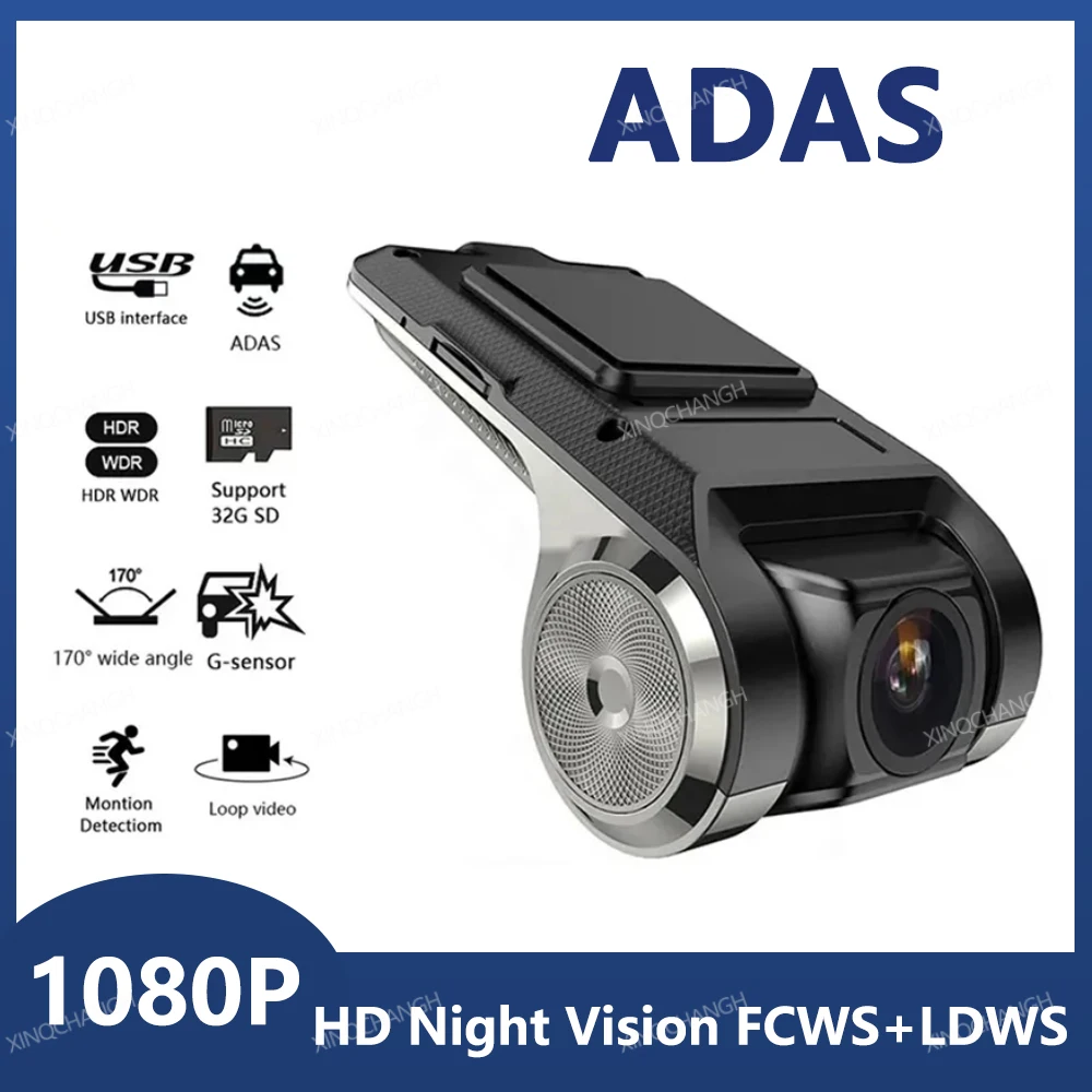 HD 1080P Car Dash Cam USB Wide Angle Car Camera Recorder Front ADAS Dashcam Night Version Android DVR Auto Recorder