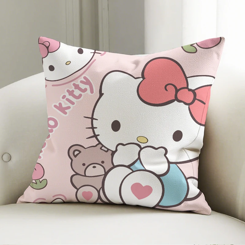 

Sanrio Hello Kitty Pillow Cover Teddy Bear Pattern Decorative Cushion Sofa Bedroom Kids Room Decor Gift