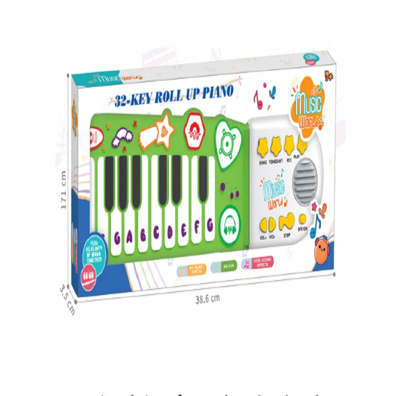 Foldable Silicone Hand-rolled Electronic Organ Music Toy for Children, Fun Baby Piano, 32 Keys