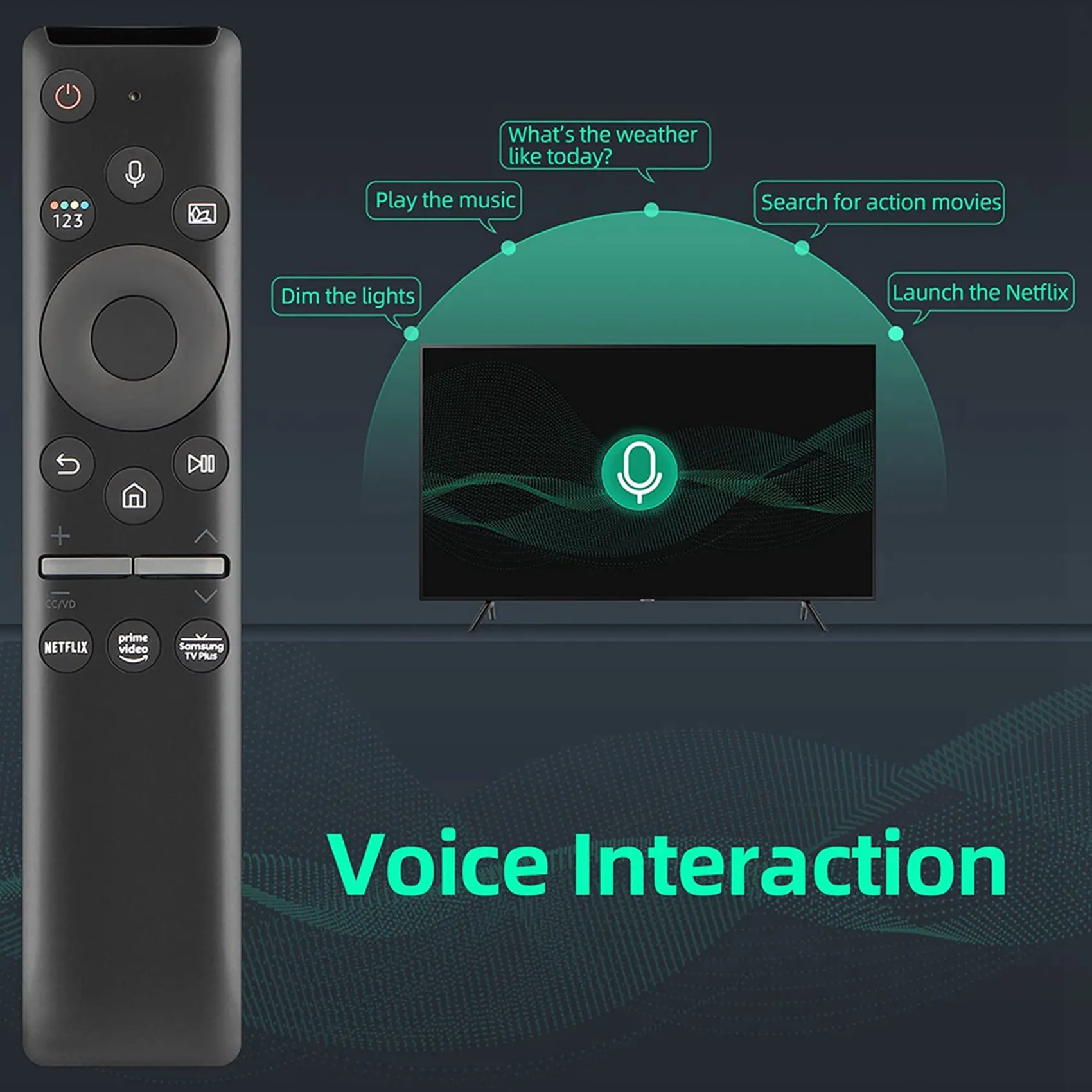 【Design élégant】 2X télécommande vocale universelle de remplacement pour Smart TV Bluetooth télécommande LED QLED 4K 8K cristal UHD HDR