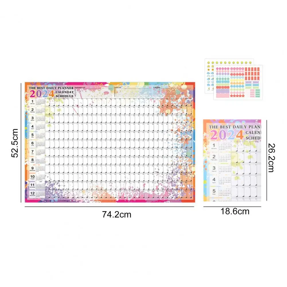 Calendário Anual de Parede Dobrável, Calendário Anual Funcional, Planejador Diário, Memorando Versátil, Organizador Life Work, 2024