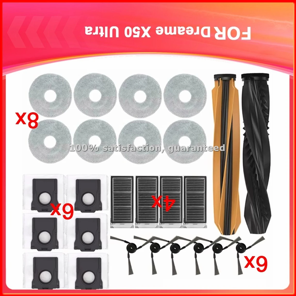 

For X50 Ultra/S40 Enhanced Edition Robot Vacuum Cleaner Accessories Main Roller Side Brush Filter Dust Bag Parts-A09G