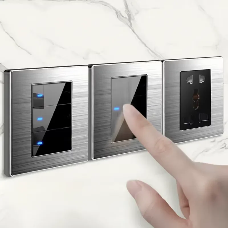 for UK 13A Mirror Switch Socket with USB Wall Light Switch Custom 220V Max International 86 Type Wall Switch 10A Wholesale
