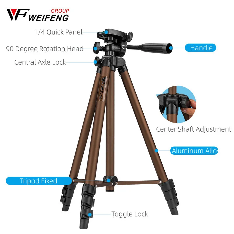 WEIFENG WT-3130 Desktop Tripod for Mobile Phone Camera Action Camera Selfie Fill Light Bracket Live Streaming Photography Stand