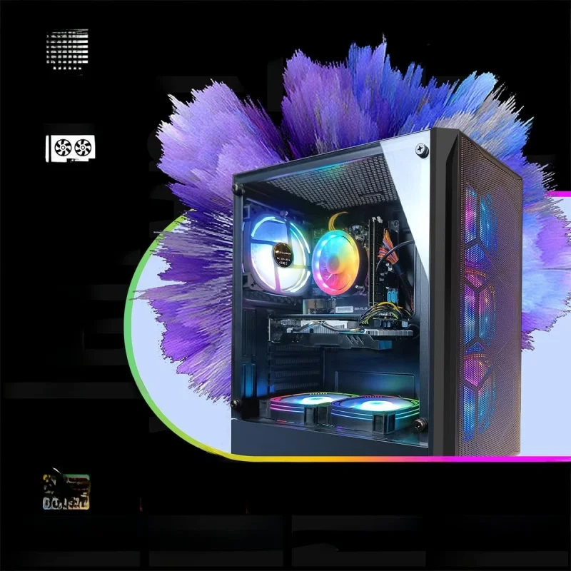 Gaming PC Bundle with 24Inch FHD LED Monitor-Radeon RX 580 8G,  Core I7 up to 3.9 G,16G RAM, 512G SSD, RGB Fan x6 - view 3