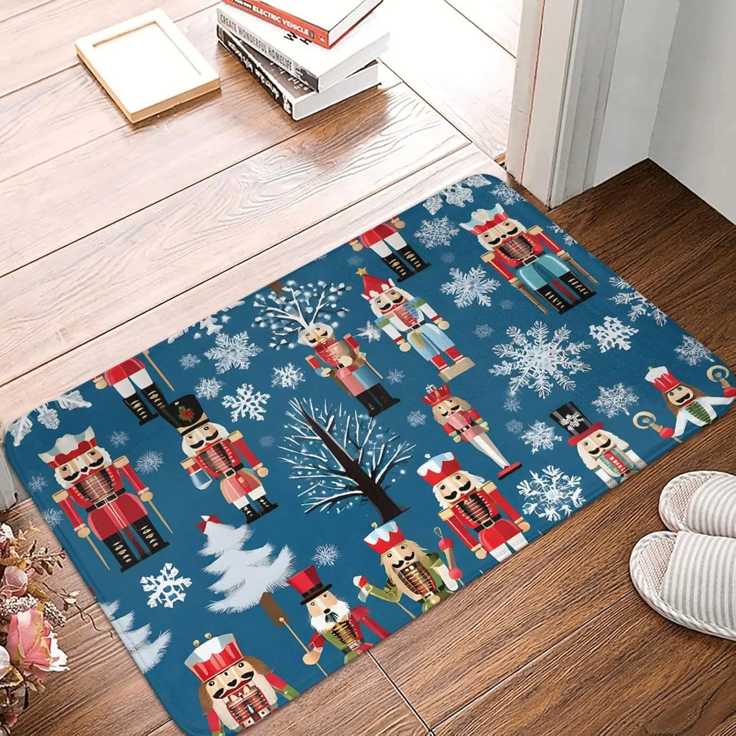 VIKAMA1PC Christmas Holiday Decoration Nutcracker Carpet Entry Entryway Wear Resistant Dirty Mat Bedroom Mat Home Decor