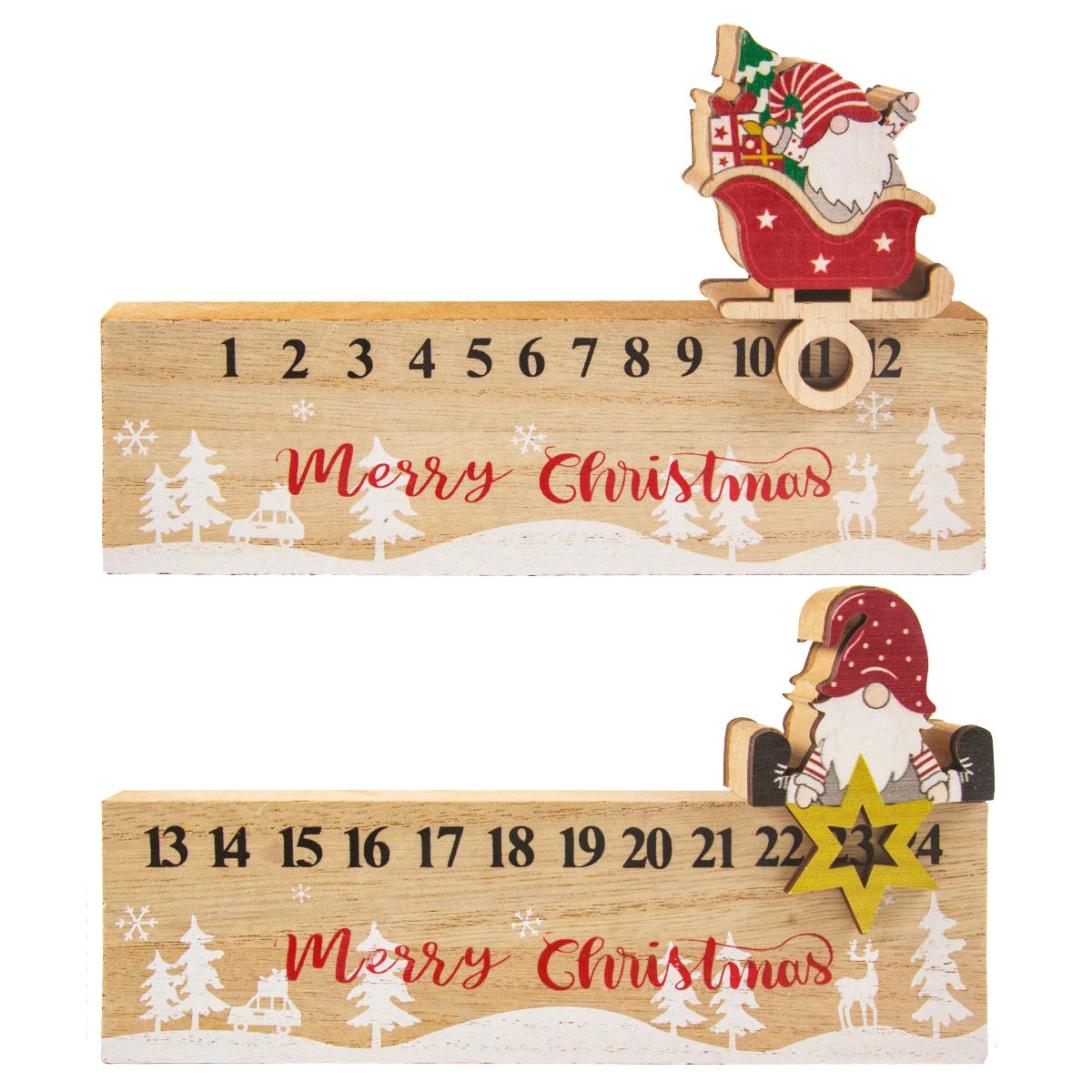 Christmas Advent Calendar 2023 Wooden Gnomes Santa Countdown Calendar Ornament Navidad 2024 New Year xmas Home Desk Decoration