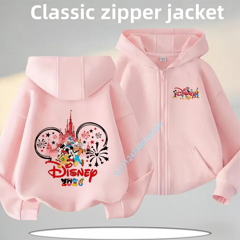 2026 Family Favorite: Disney's Beloved Mickey & Minnie Cartoon Zip Hooded Sweatshirts for Children, Perfect Gift for Boys &Girls