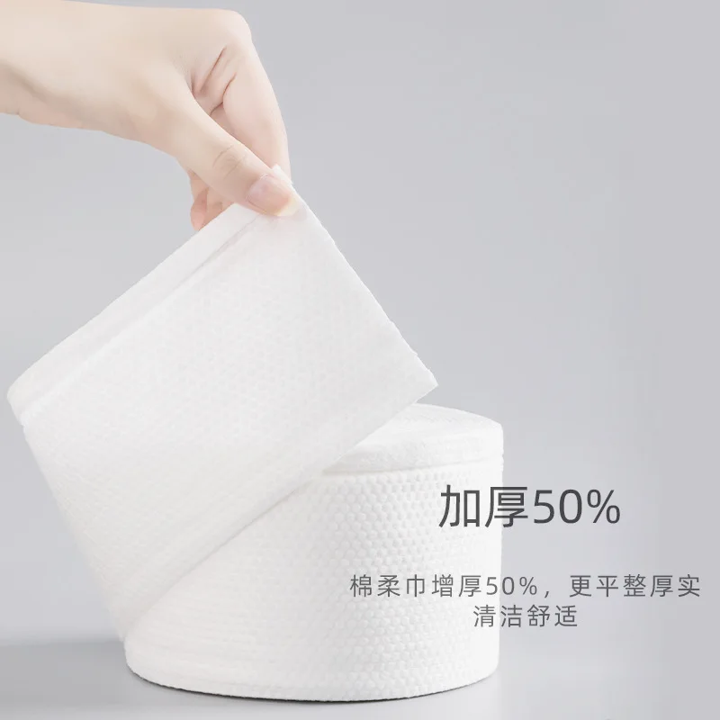 Disposable Face Towels Cotton Soft Paper Towel Face Cleaning Roll Beauty Makeup Remover Dry Wet Two-In-One Face Washing Towels