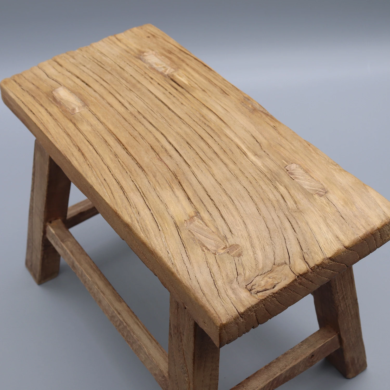 Mortise and tenon jointed wooden stool, reclaimed elm wood from old door, vintage stool, small chair, kids stool, ottoman