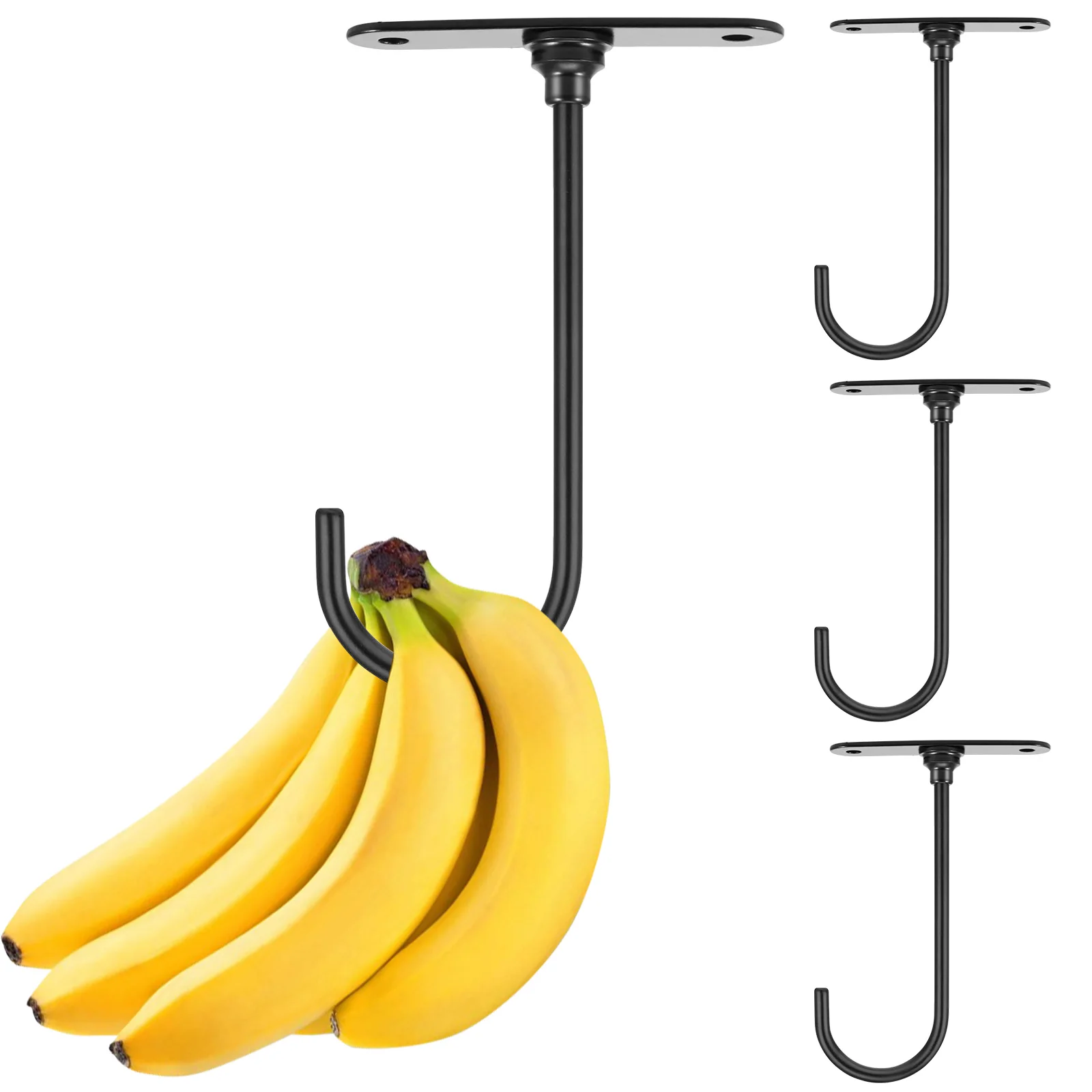 4pcs Banana Hook Sturdy Iron Rack 360 Degree Rotating Banana Hanger Multifunctional Fruit Stand for Keeping Fruit Fresh