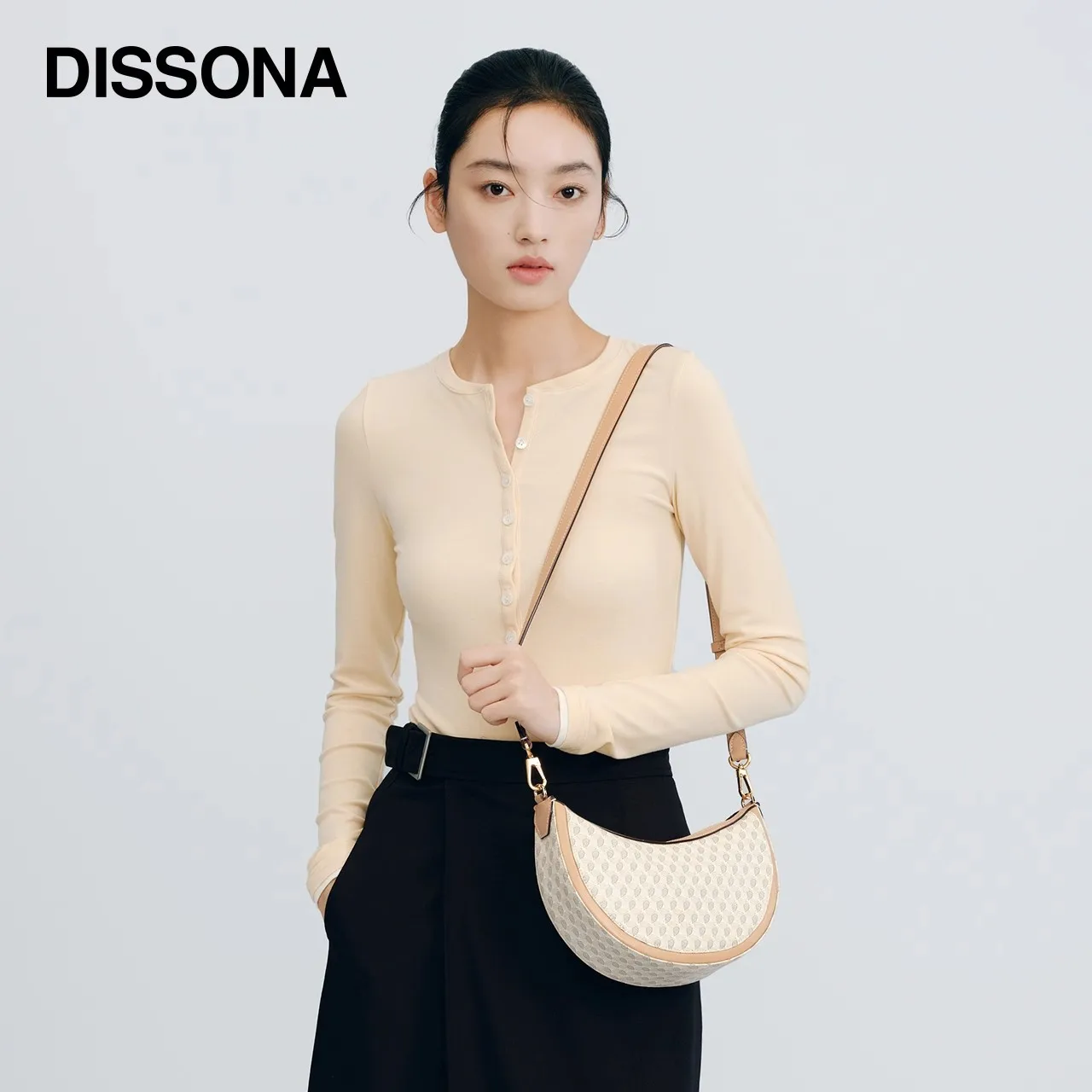 

DISSONA 2025 Crescent Moon Bag New Lucky Pouch Crescent Moon Shoulder Bag Crossbody Vintage Print Handbag Moon Bag
