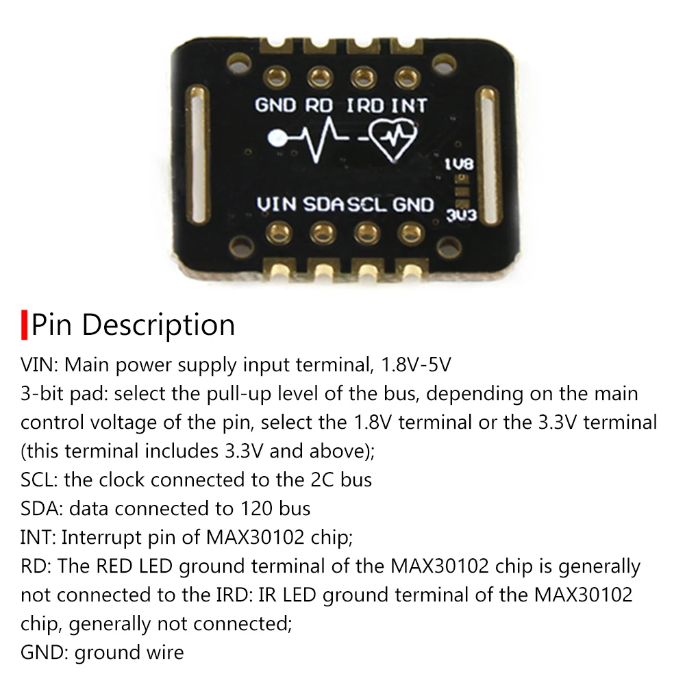 وحدة استشعار معدل ضربات القلب MAX30102 وحدة اختبار جمع تركيز مستشعر الأكسجين في الدم كشف نبض 3.3-5 فولت متوافقة مع اردوينو