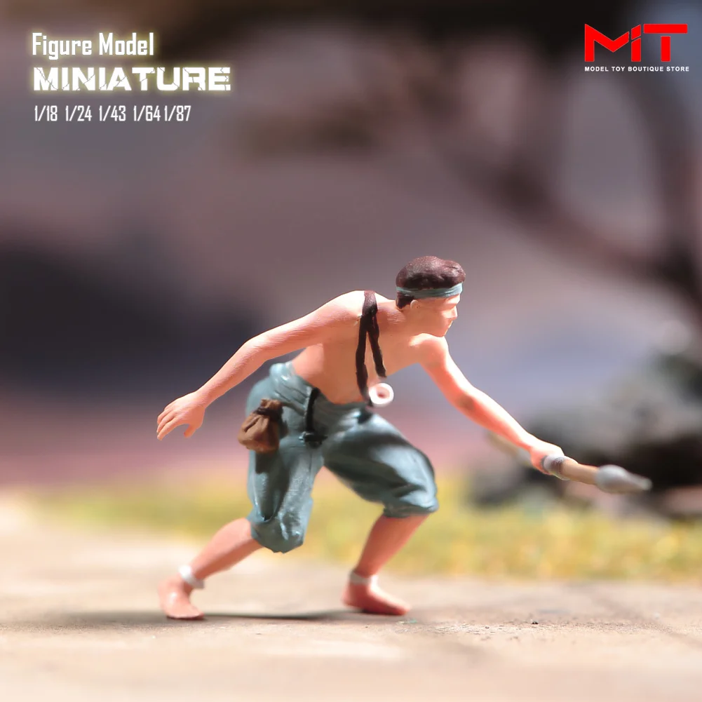 In Stock Painted Miniatures 1/87 1/64 1/43 1/24 1/18 Chinese Ancient Costume Wild Role Figure Mini Resin Doll Model Scene Prop