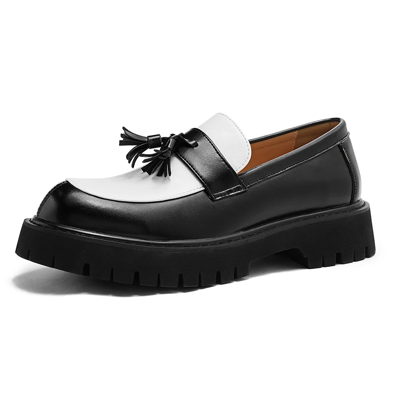 

Tassel Loafers For Men Platform Height Increasing Shoes Formal Business Casual Leather Shoes Slip On Comfortable Fashion Sneaker