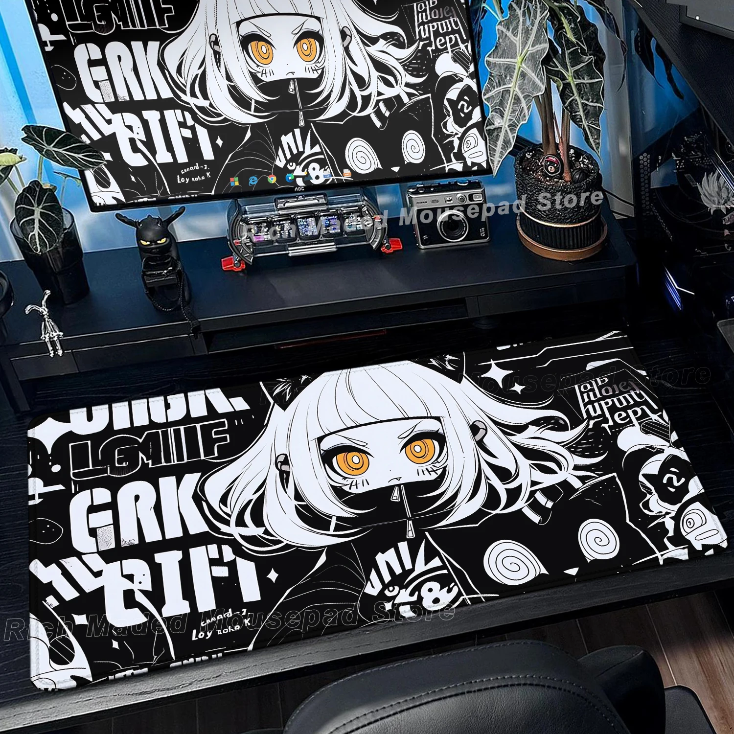 

Коврик для мыши для девочек и кошек 900x400 Xxl Kawaii Anime Girl Deskmat Аксессуары для ПК Игровой компьютер Коврик для мыши Офисная клавиатура Настольные коврики