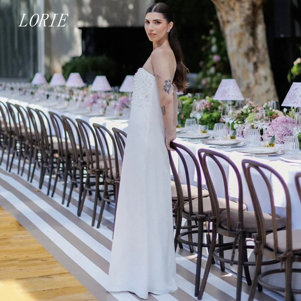 LORIE Luxury A Line Civil Wedding Dress Strapless Bridal Dresses Elegant Noval Beading Engagement Wedding Gown Customized 2026
