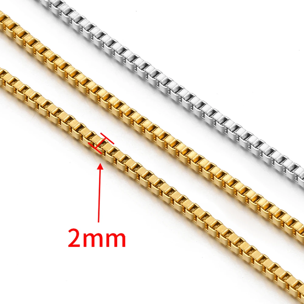 1Meter 2Meters Stainless Steel 2mm Rectangular Box Chain for DIY Necklace Bracelet Bag Chain Clothing Jewelry Making Supplies - view 4