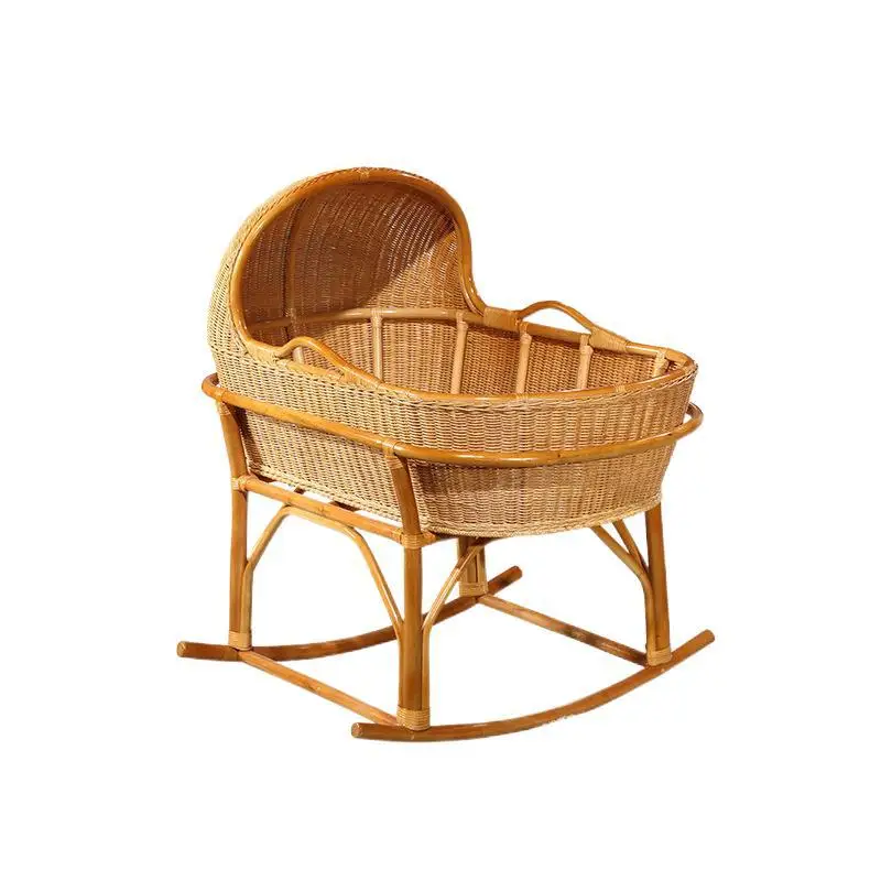 Rattan baby shaker, handmade cradle, solid wood children's bed,bassinet bed, rocker nest, shaker