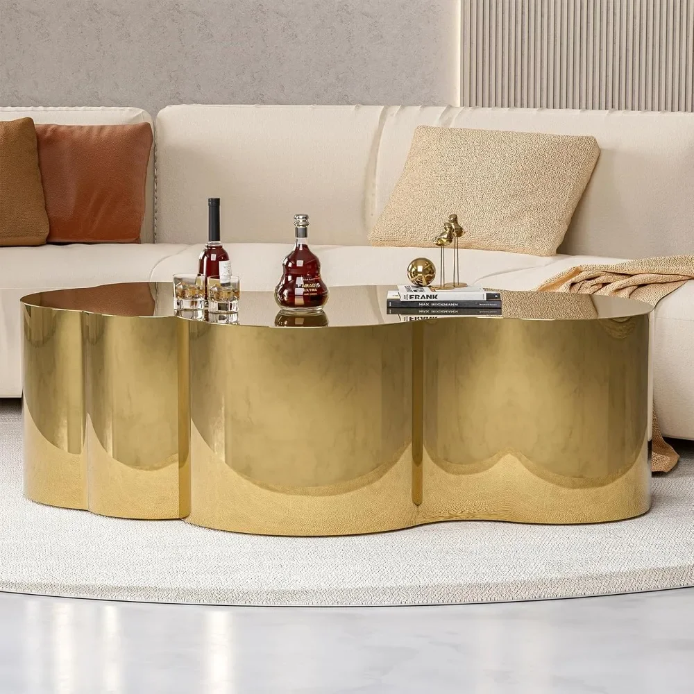 Modern Gold Stainless Coffee Table, Large Cloud Fashion Design Accent Table