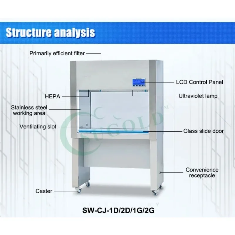 Class 100 Lab Horizontal Laminar Flow Hood with Hepa Filter Laminar Flow Cabinet Clean Bench