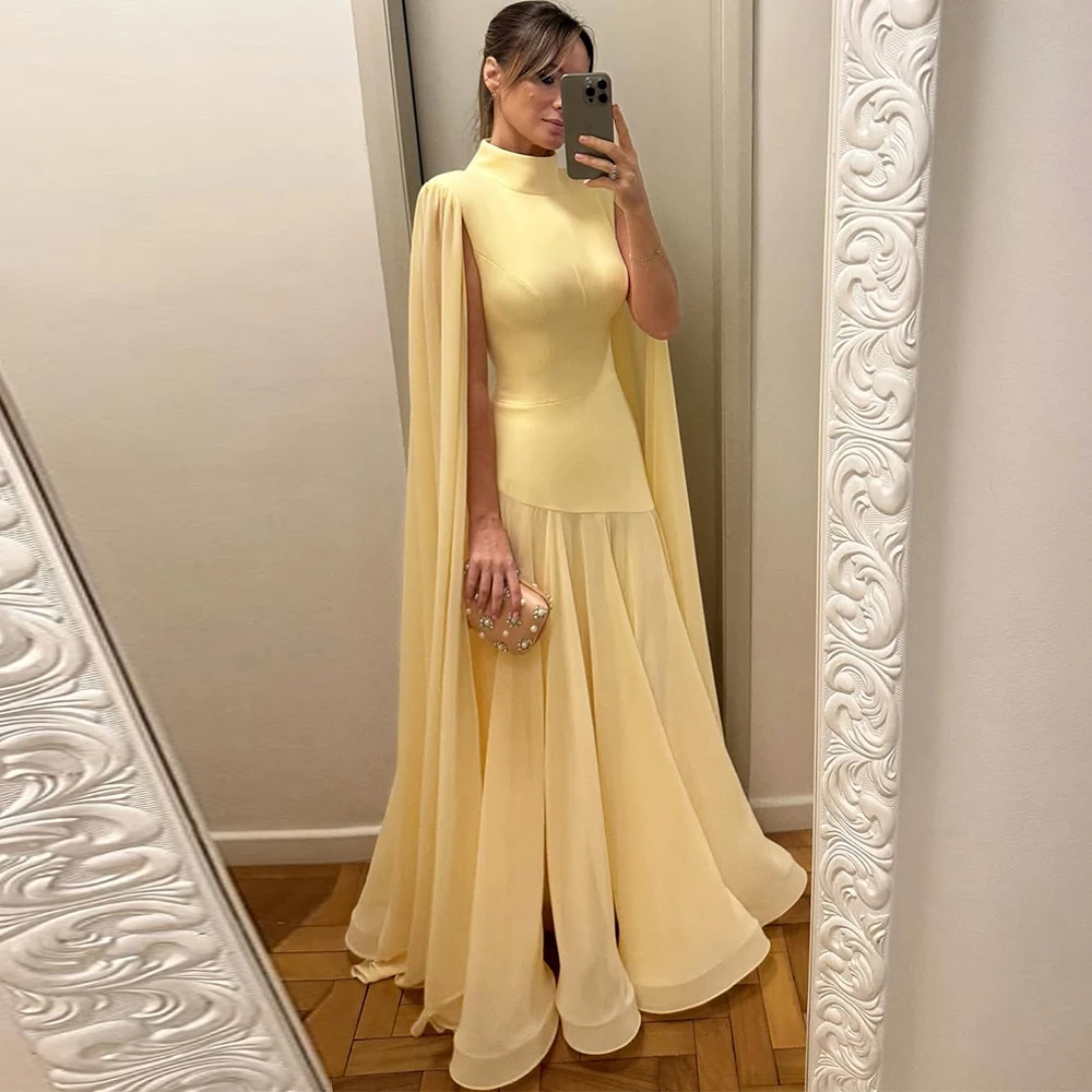 

Elegant High Collar Prom Dresses Luxury Mermaid Bespoke Occasion Gowns Classic Chiffon Watteau Train Customized Dress