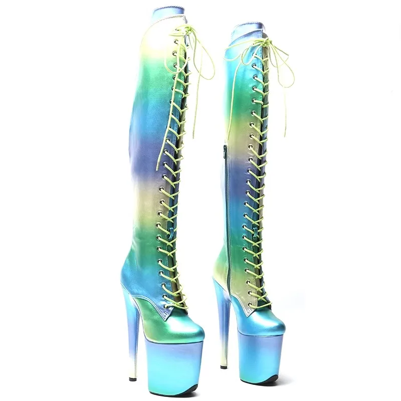 Auman Ale New 20CM/8inches PU Upper Sexy Exotic High Heel Platform Party Women Boots Nightclubs Pole Dance Shoes 715