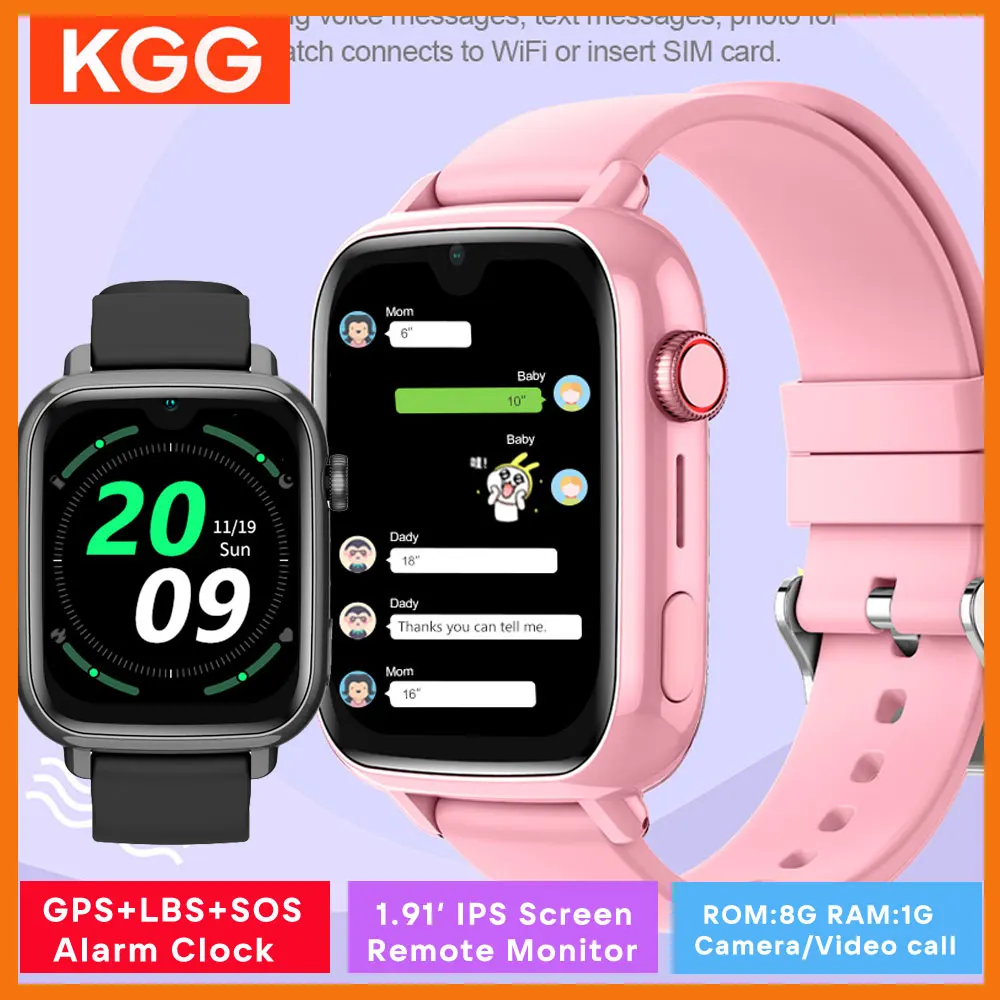 

Детские 4G Смарт-часы Телефон 1,91 дюйма IPS 8G ROM GPS WIFI Видеозвонок SOS Приложение Загрузка Камера Дистанционный монитор Детские часы для телефона