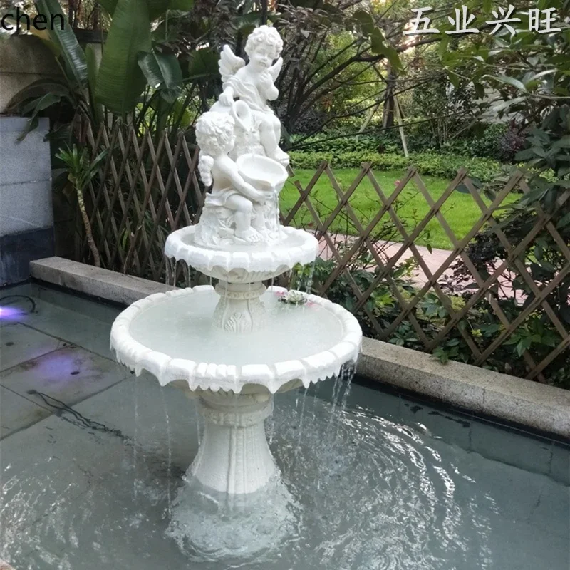 High-End Garden Fountain Garden Fish Pond Water Feature Villa Courtyard Large Flowing Water Sculpture Ornament
