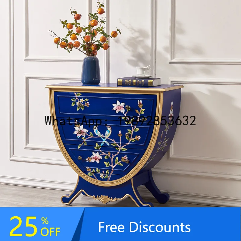 CZ American Style Entryway Three-Drawer Cabinet Painted Living Room French Decorative Side Cabinet Entrance Storage Cabinet
