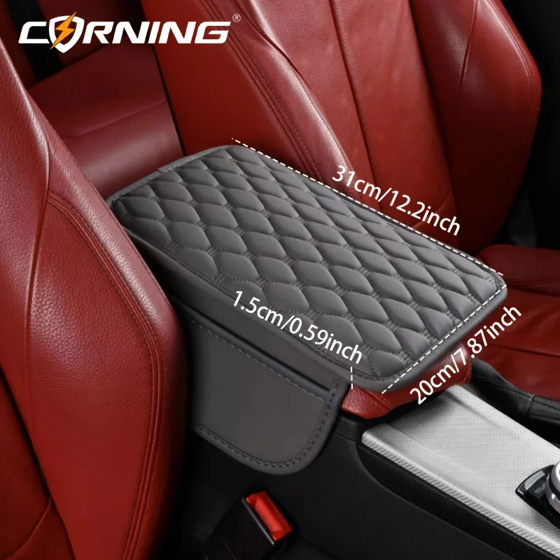 PU Leather Car Arm Rest Cushion Auto Anti Scratch Armrest Protection Cover Center Console Box Mat Protector with Storage Pocket