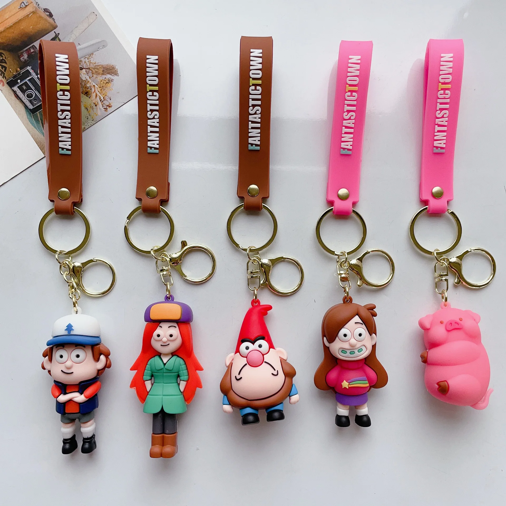 Disney Cartoon Gravity Falls Keychain Pendant Toys Ornament for Children Dipper Mabel Waddles Keyring Bag Decor Doll Kids Gift