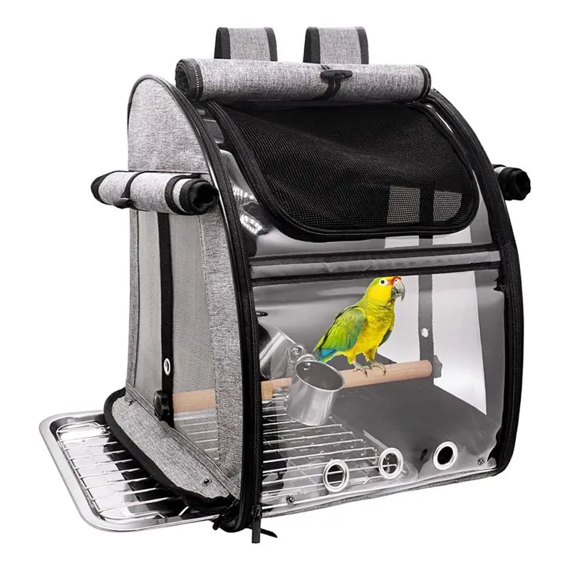 NEW HOT In Stock-Bird Carrier Bag With Indestructible Stainless Steel Mesh For Small Birds Parakeet Parrot Pet Transparent Breat