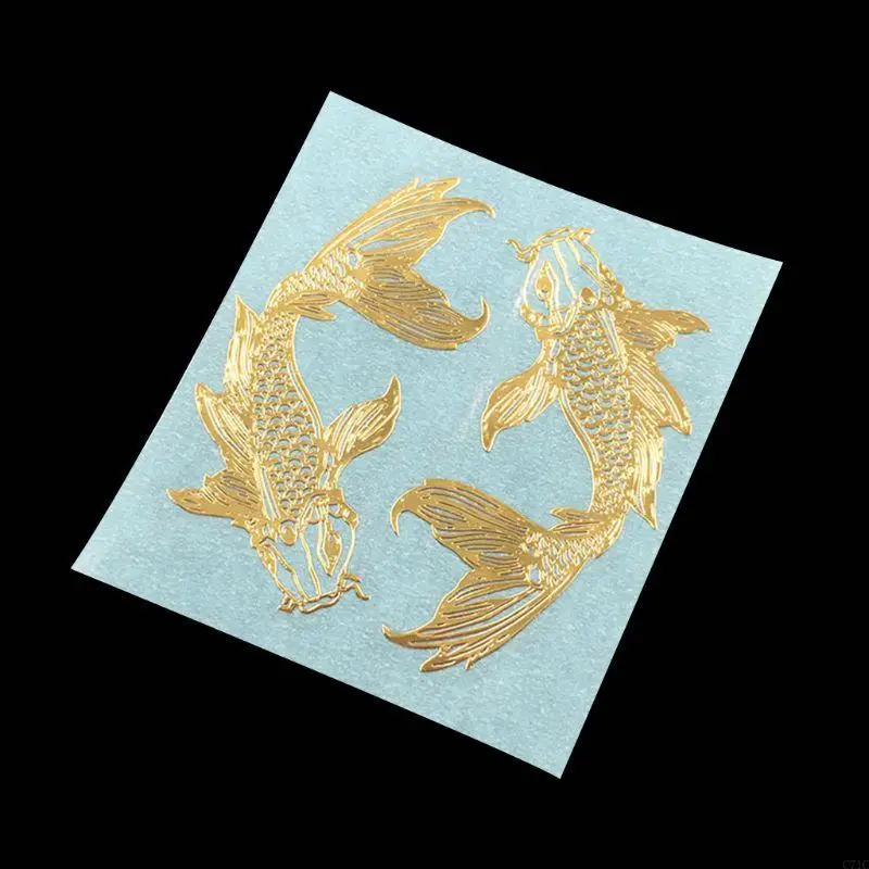 

C71C 2Pcs/Pair Golden Carp Fish Epoxy Resin Mold Material Metal Sticker DIY Handmade Jewelry Fillings Decal Accessories