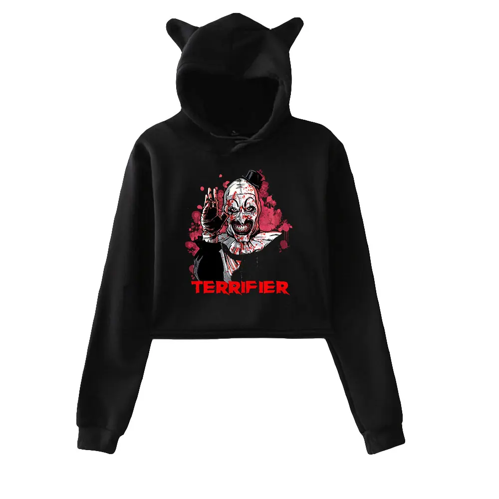 

TERRIFIER 2 Merch Cat Cropped Hoodies Women/Girl Hooded Crop Tops Loose Sweatshirt TERRIFIER2 Hooded