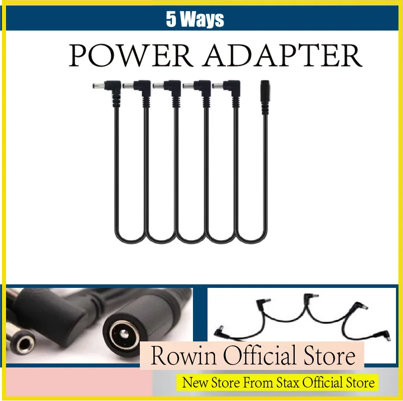 Rowin Power Adapter 5 Way Electric Guitar Effect Pedal Power Plug Accessories Cables Daisy Chain Wire Pro 9V DC 500mA  Plug Pod