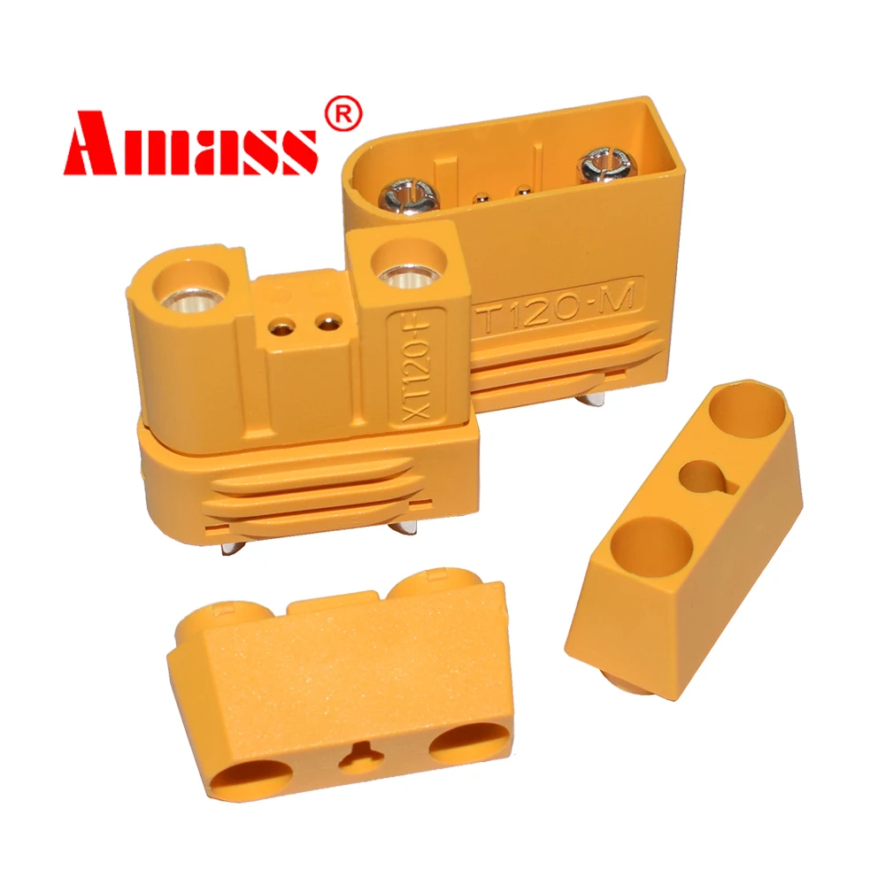 

Amass XT120 Connector 60A Large Current Lipo Battery Connector Male Female Sheathed Plug with Signal Pin for RC UAV FPV Drone