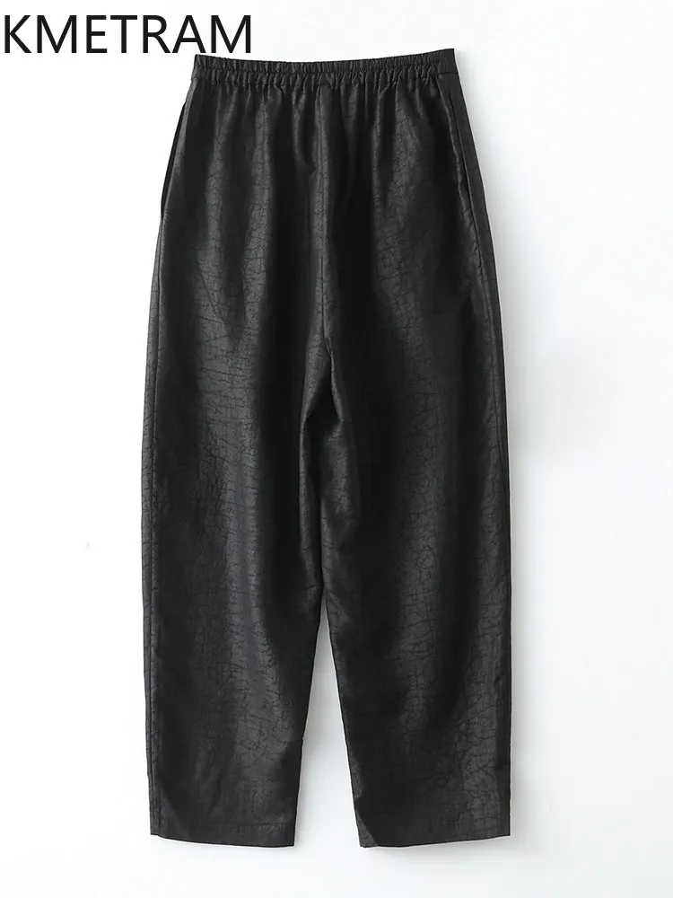KMETRAM 100% Real Mulberry Silk Pants Women 2026 Spring Casual Ankle-length Elastic Waist Harem Pants Female Clothing Ropa Mujer