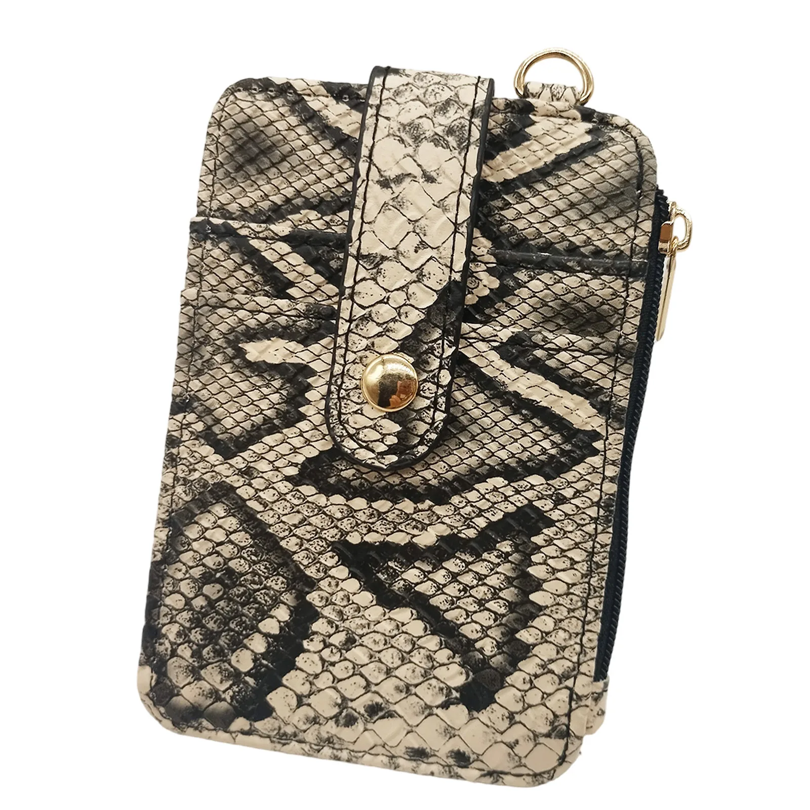 

Credit Card Holder Wallet,Cherry/Snake Pattern Slim Wallet Women Front Pocket Small Card Holder,PU Leather Thin Card Case