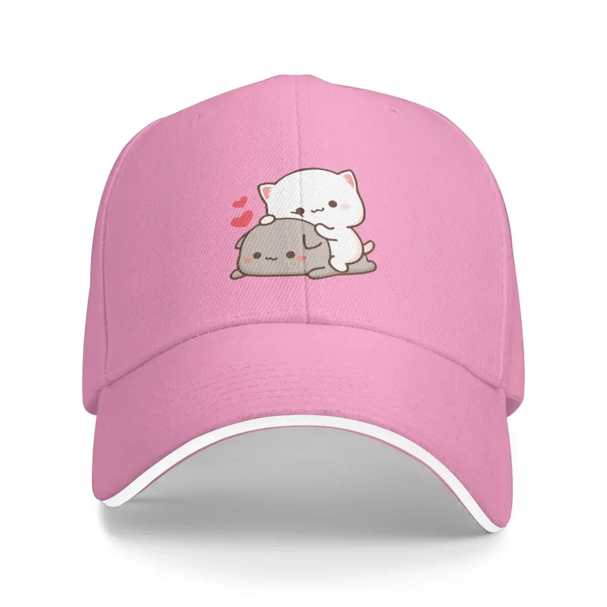 Peach And Goma Baseball Cap Casual Cute Mochi Peach Cat Sandwich Cap Men Women Polyester Sun Hat Activities